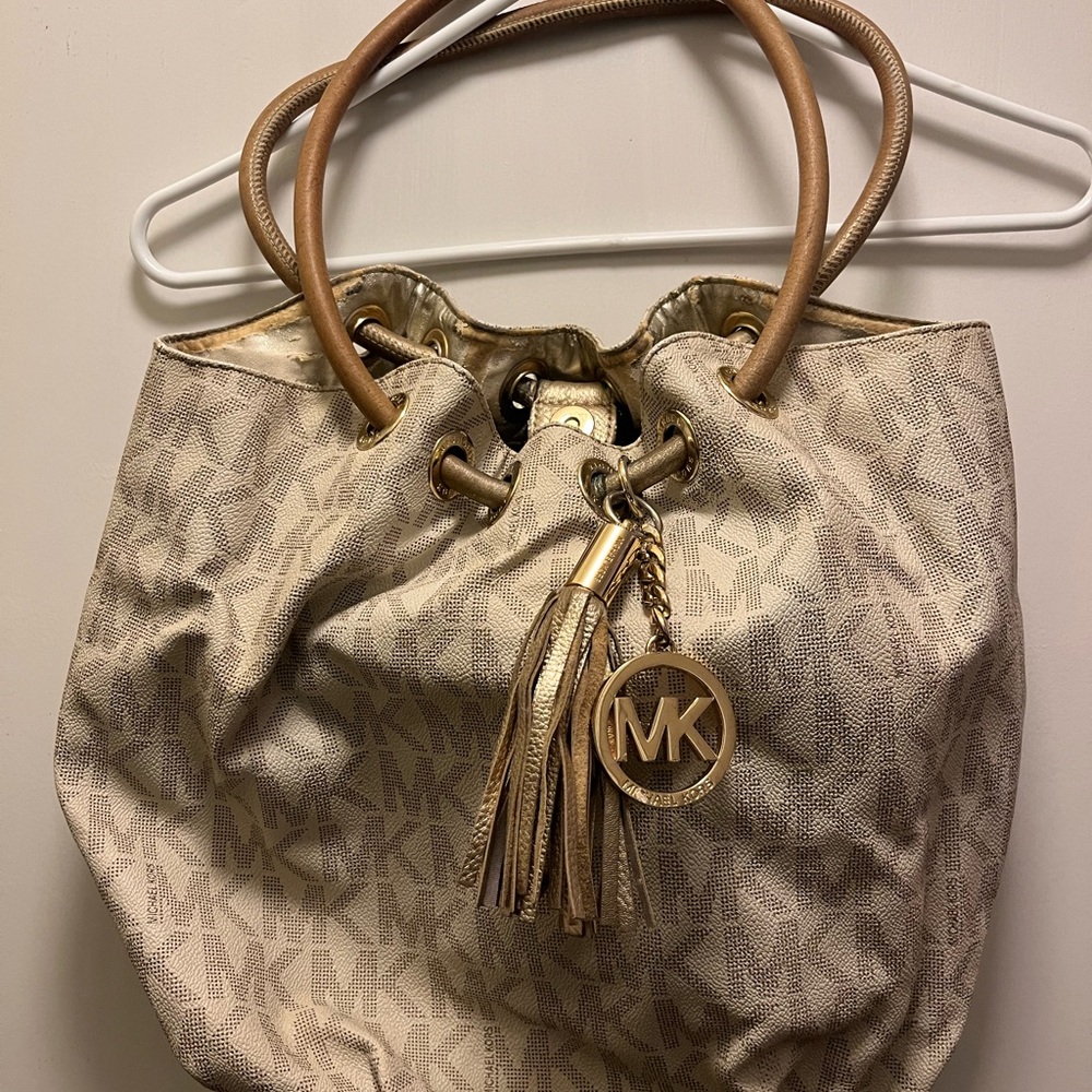 Michael Kors Tan Shoulder Bag with Gold Accents
